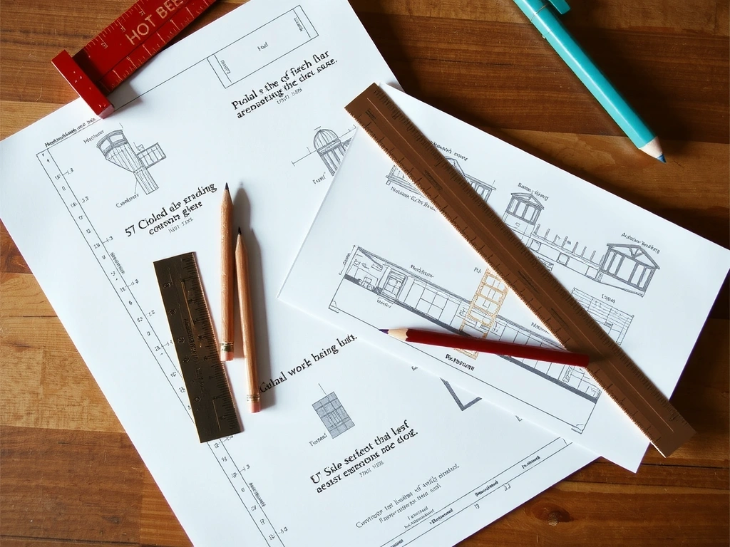 Bocetos y planos en proceso creativo